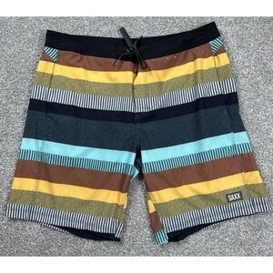 SAXX Betawave 2N1 Board Shorts Size 34 Stripe Swim Trunks Ballpark Pouch